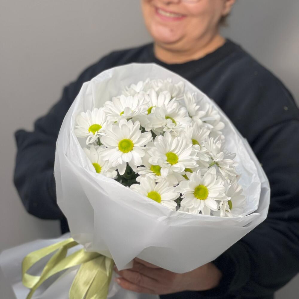Букет «Ромашковый» – нежные белые хризантемы в деревенском стиле Алексеевка Белгородская область
